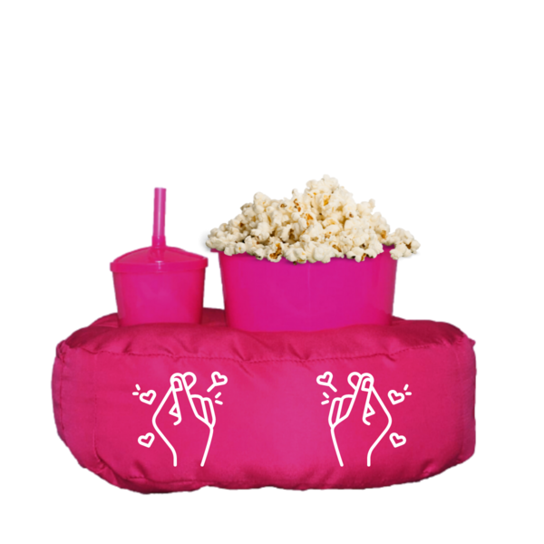 Almofada Porta Pipoca Rosa Infantil Coração Coreano Rosa