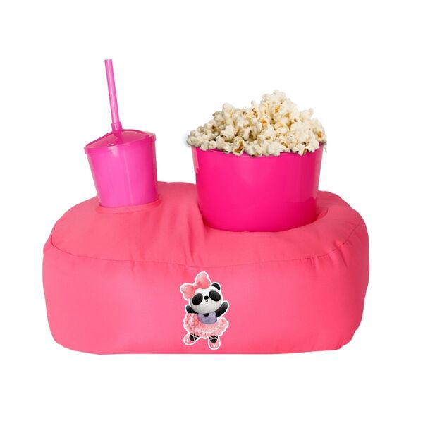 Almofada Porta Pipoca Rosa Infantil Panda Bailarina Rosa