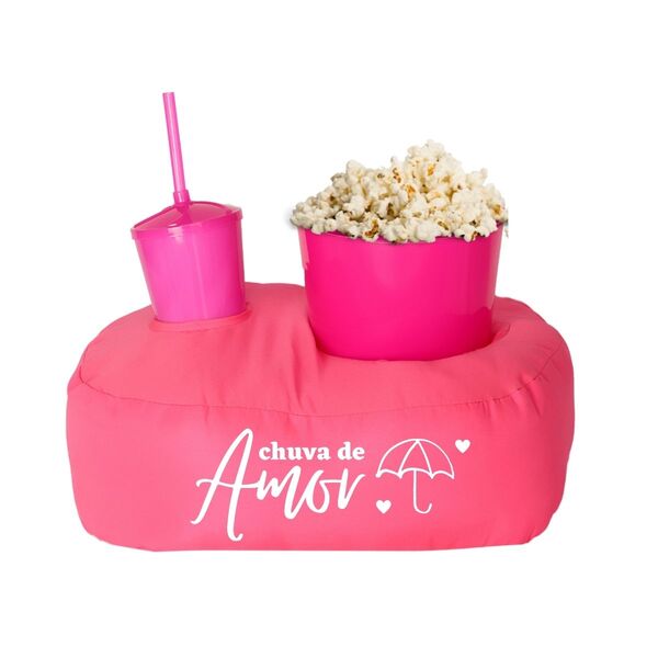 Almofada Porta Pipoca Rosa Solteiro Chuva De Amor Rosa