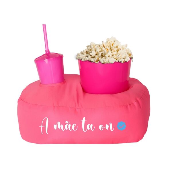 Almofada Porta Pipoca Rosa Solteiro Mãe Ta On Rosa