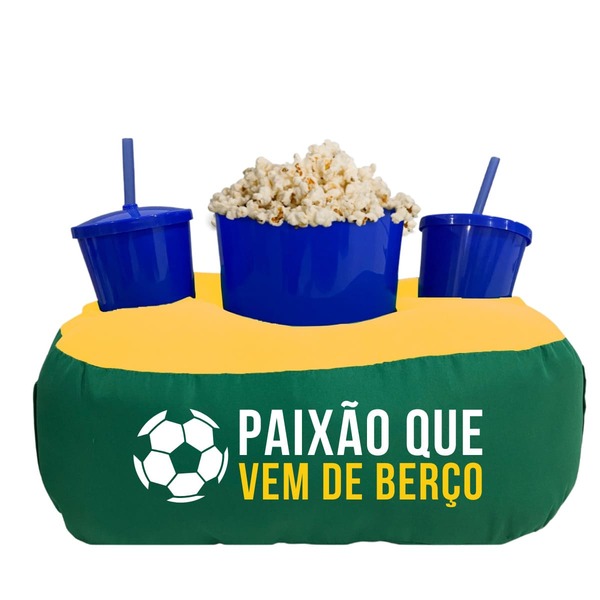 Almofada Porta Pipoca Verde Amarela Paixão Que Vem De Berço V