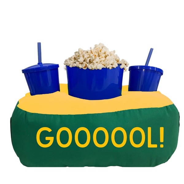 Almofada Porta Pipoca Verde E Amarela Gol Brasil Futebol Verde