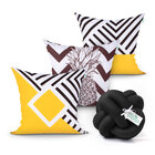 Almofada Preta Geométrica Decorativa Para Quarto 3 Unidades 4