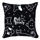 Almofada Preta Pet Love  40x40cm - Serigrafada Frente E Verso
