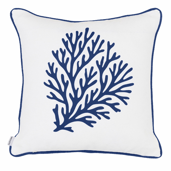 Almofada Quadrada Coral Poliéster Azul 45x45cm