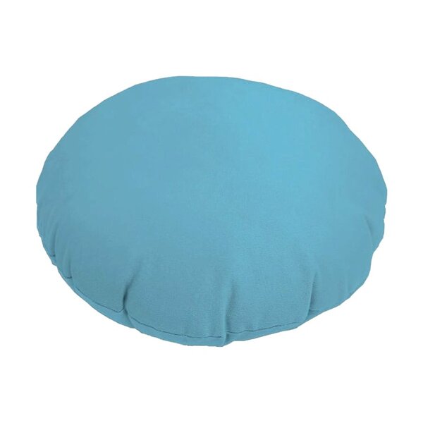 Almofada Redonda Em Veludo Com Ziper Azul Turquesa