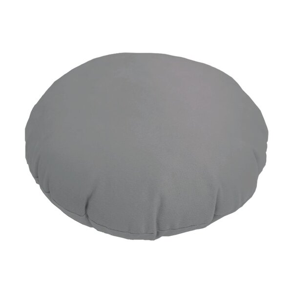 Almofada Redonda Em Veludo Com Ziper Cinza Claro