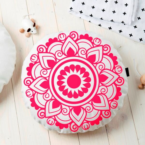 Almofada Redonda Estampada Mandala 45x45cm Obery Vermelho