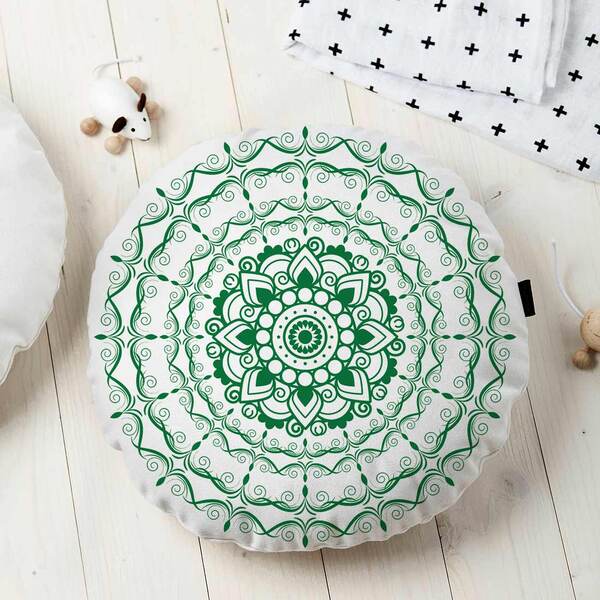 Almofada Redonda Estampada Mandala 45x45cm Provence Verde