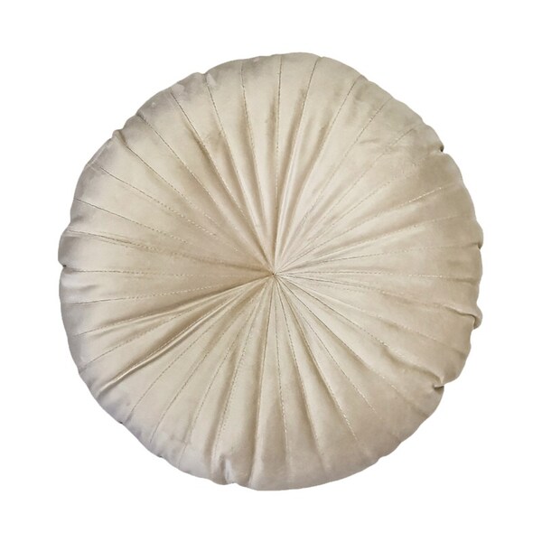 Almofada Redonda Rendy 40 Cm Em Veludo Bege
