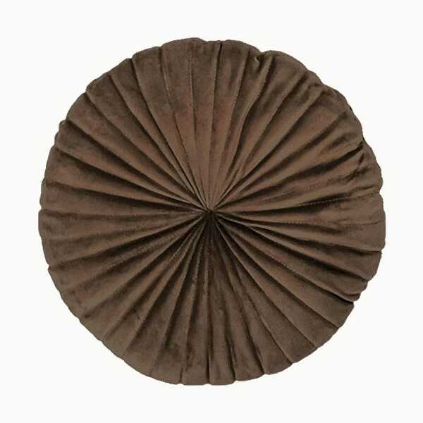 Almofada Redonda Rendy 40 Cm Em Veludo Marrom Camurça