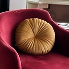 Almofada Redonda Rendy 40 Cm Em Veludo Mostarda