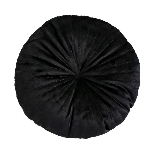 Almofada Redonda Rendy 40 Cm Em Veludo Preto