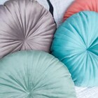 Almofada Redonda Rendy 40 Cm Em Veludo Verde Menta