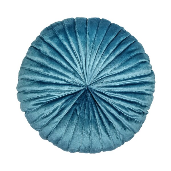 Almofada Redonda Rendy Em Veludo Azul Turquesa