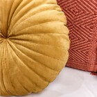 Almofada Redonda Rendy Em Veludo Mostarda