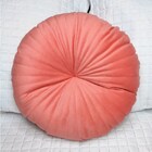 Almofada Redonda Rendy Em Veludo Rosa Coral