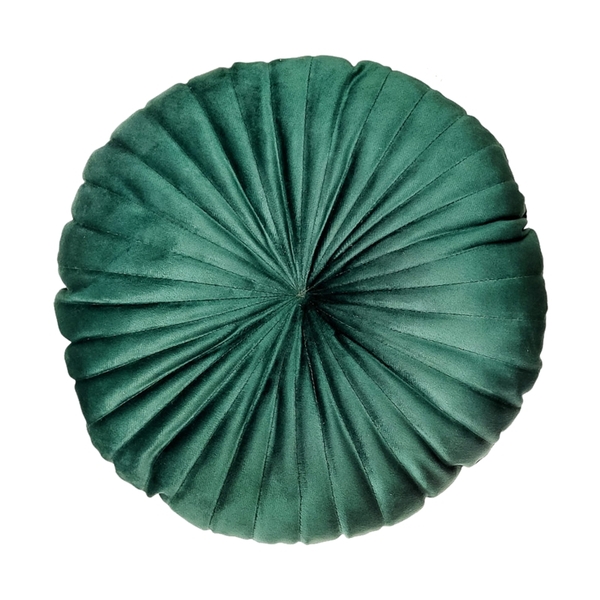Almofada Redonda Rendy Em Veludo Verde Escuro