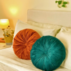 Almofada Redonda Retrô Verde Esmeralda