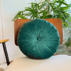 Almofada Redonda Retrô Verde Esmeralda