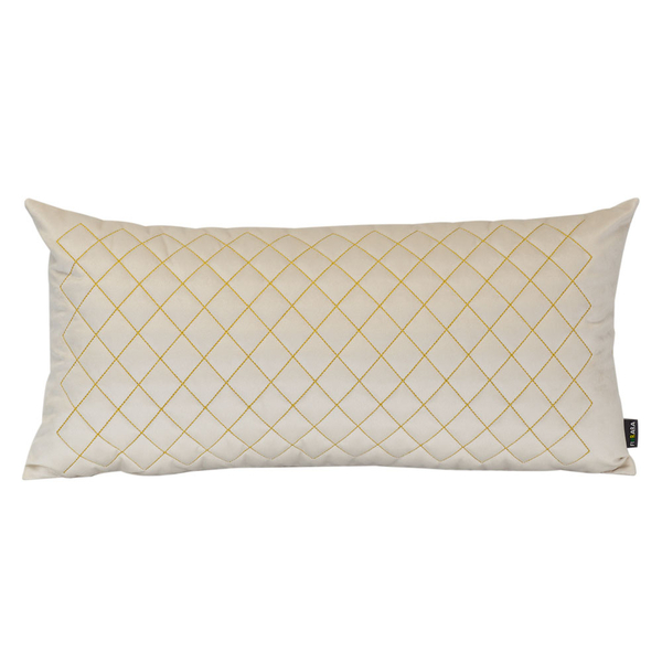 Almofada Retangular Bordada Matelassê 60x30 Veludo Com Enchim