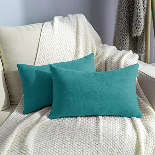 Almofada Retangular Suede 30x50cm Azul Turquesa - Somente Capa