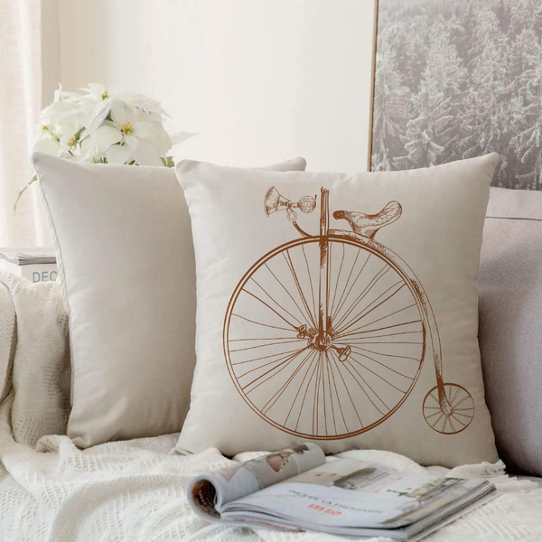 Almofada Serigrafada 50x50cm Bike Ráfia - Somente Capa