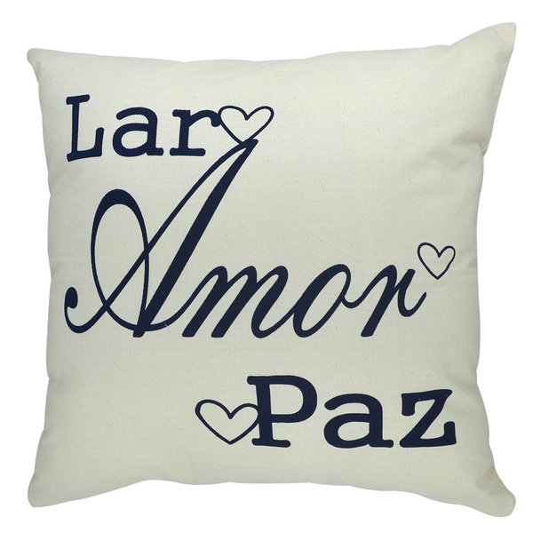 Almofada Serigrafada 50x50cm Lar - Amor - Paz - Somente Capa