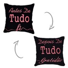 Almofada Serigrafada Preta 2 - Frente E Verso 40x40cm - Fé E