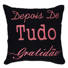 Almofada Serigrafada Preta 2 - Frente E Verso 40x40cm - Fé E