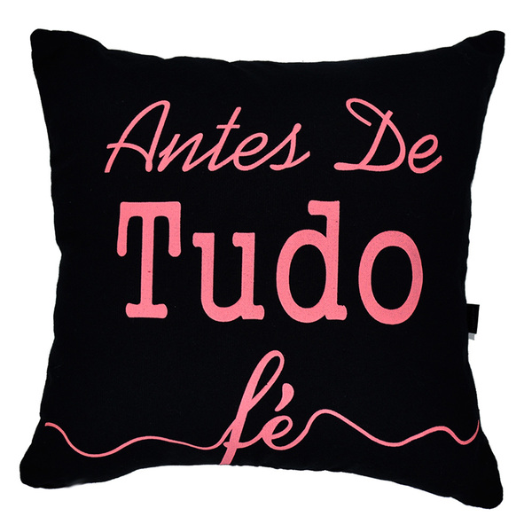 Almofada Serigrafada Preta 2 - Frente E Verso 40x40cm - Fé E
