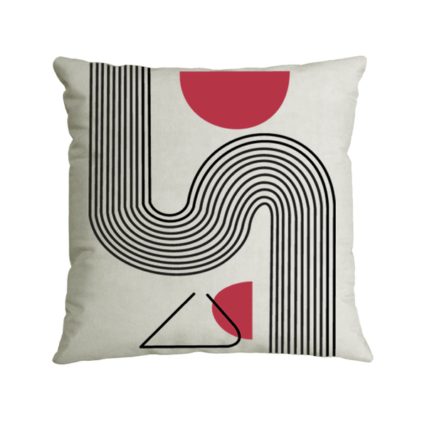Almofada Suede Estampado Preto Vermelho 40x40cm Vega - Capa C