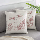 Almofada Suede Off White Natal 40x40cm Trenó Vermelho - Somen