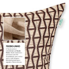 Almofada Tabaco De Linho Geométrica 45cm X 45cm Com Enchiment