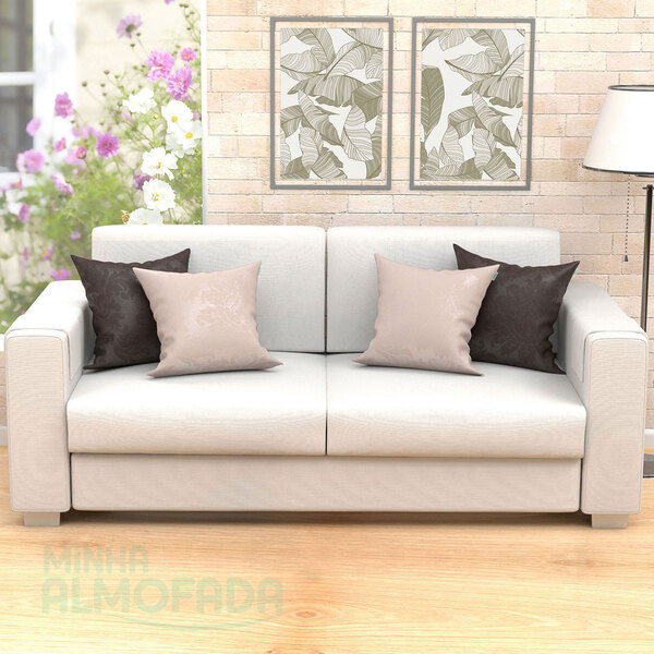 Almofada Tabaco E Bege 4 Unidades 45cm X 45cm Com Refil De Si