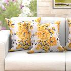 Almofada Tamanho Grande Amarela Floral Estampada 4 Unidades 6