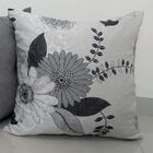 Almofada Tecido Jacquard  Flor Cinza