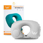Almofada Travesseiro Pescoço Inflável Viagem Com Botão Cinza