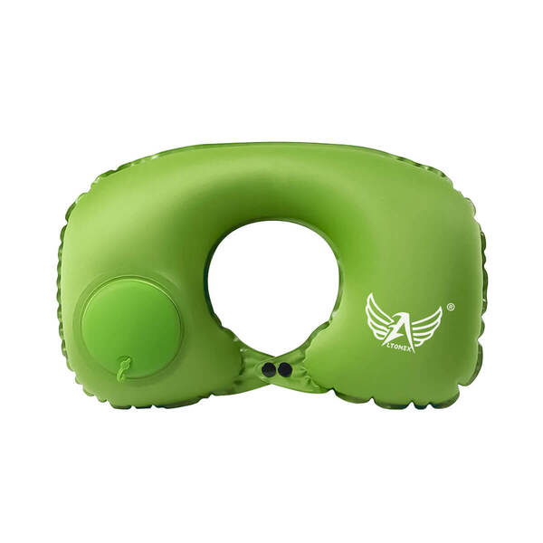 Almofada Travesseiro Pescoço Inflável Viagem Com Botão Verde