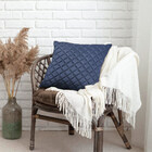 Almofada Tressê 50x50cm Veludo Azul - Casaepoltrona