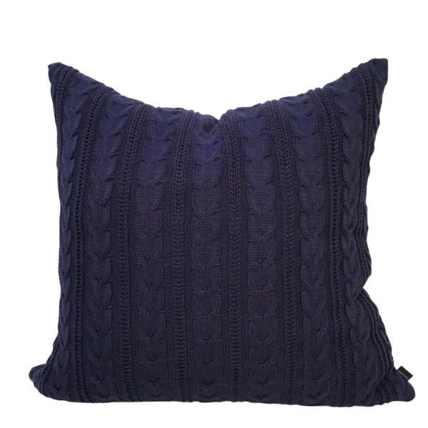 Almofada Tricot Azul Marinho Quadrada Tipo:completa