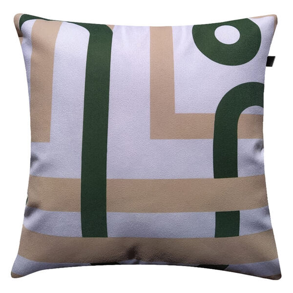 Almofada Veludo 40x40cm Persi Verde/bege - Somente Capa