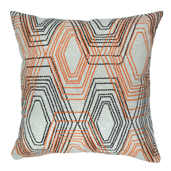 Almofada Wendy 40x40cm Detalhe Laranja E Preto - Capa Com Enc