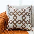 Almofadas Bordada Couro Caramelo & Linho Alto Padrão Quadrada