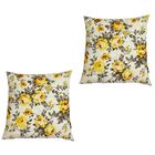 Almofadas Cheias Para Sofá Impermeável Floral Amarela Kit 2 4
