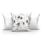 Almofadas Decorativas Branca e Jornal Composê 45cm x 45cm com