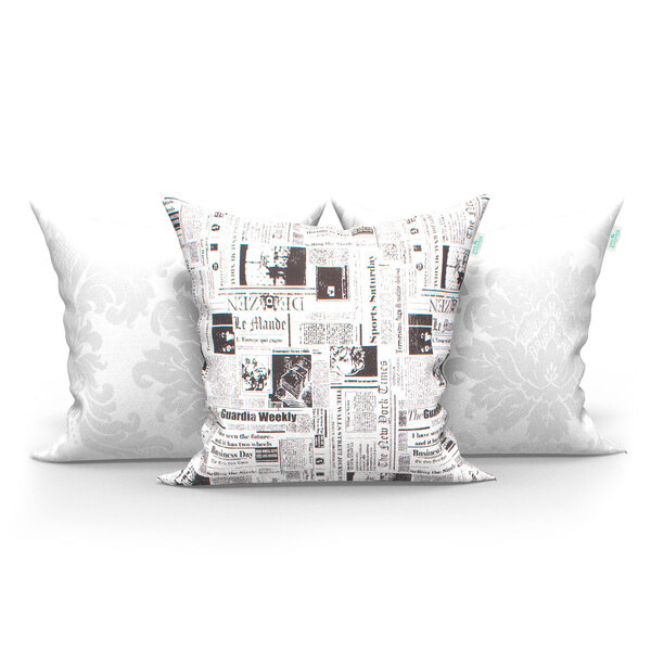 Almofadas Decorativas Branca e Jornal Composê 45cm x 45cm com
