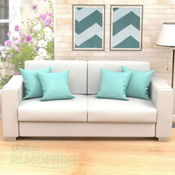 Almofadas Decorativas Para Sala Azul Tiffany Jacquard 45cm X