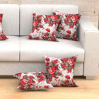 Almofadas Decorativas Para Sala Floral Vermelho Com Zíper 45c