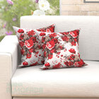 Almofadas Decorativas Para Sala Floral Vermelho Com Zíper 45c